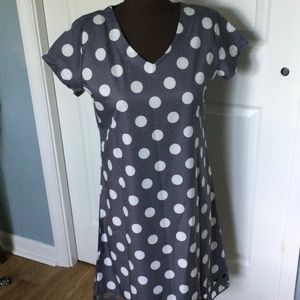 Spring Poka Dot Grey & White Dress - M
